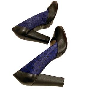 PAUL SMITH Black & Blue Hide Leather Pumps 40 ITA